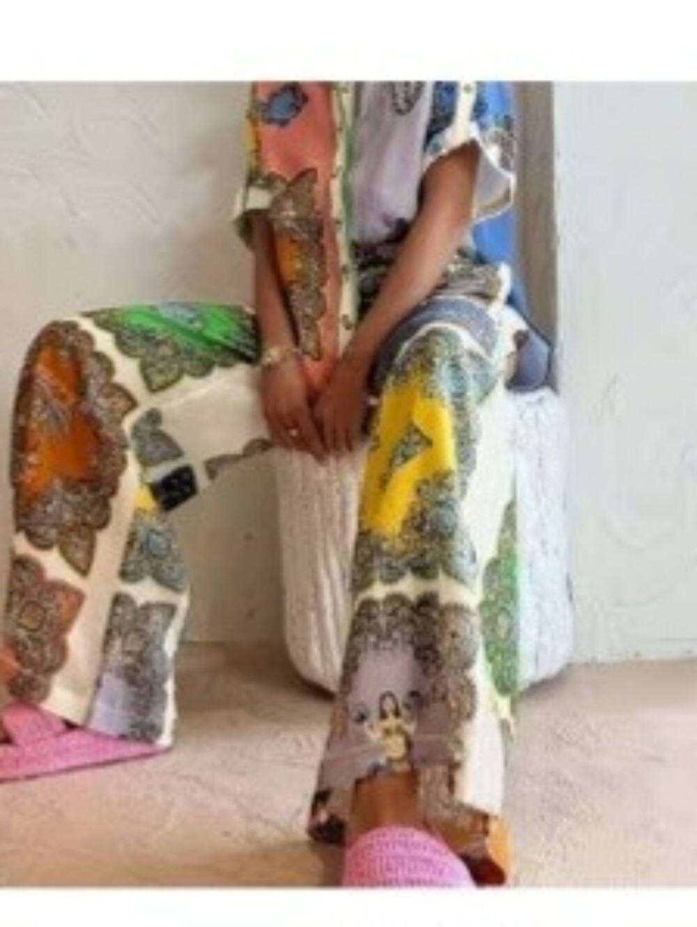 Multicolor Floral Wide-Leg Pant Set